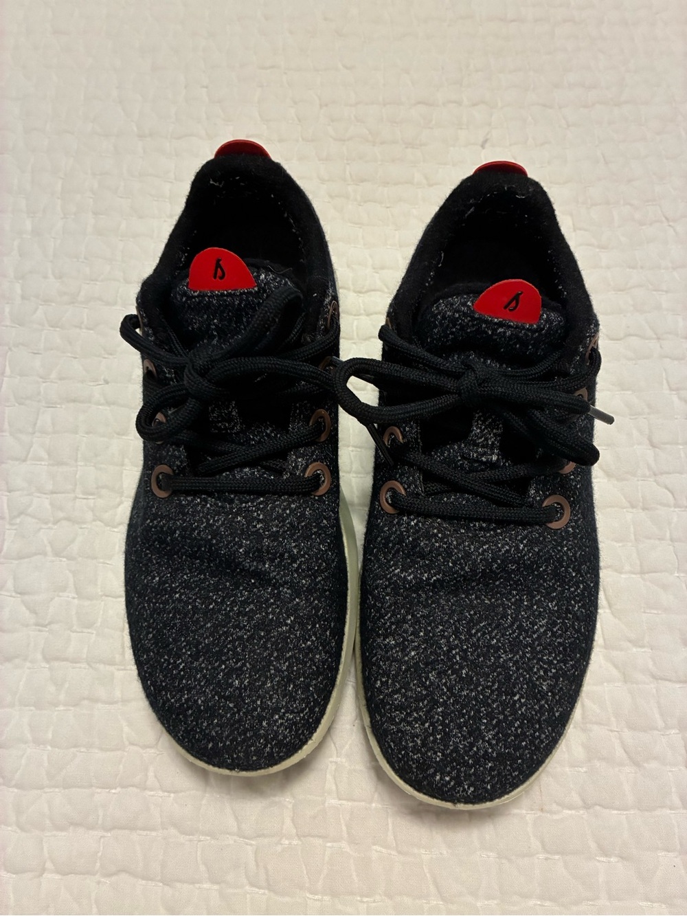 allbirds Women's Black Heather Runner All Weather Sneakers with Red Accents